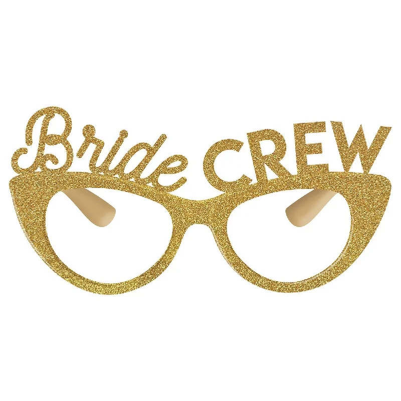 Velvet DressBridal Shower Bride Crew Gold Glitter Glasses, Luxurious Shower Collection, 6 count