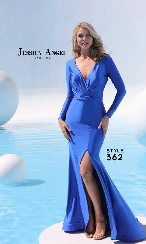 women's striped dressesLong Sleeve Long Formal Dress: Jessica Angel 362