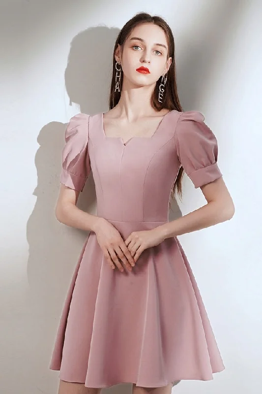 women's evening dressesSimple Style Vintage Short Zipper Back Homecoming Dresses Cute Dress OM927