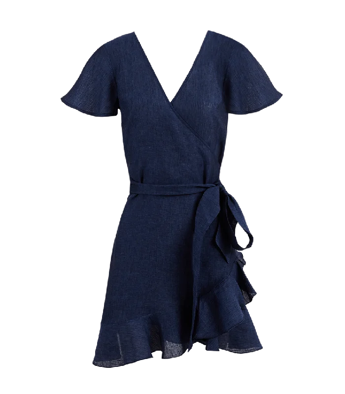 Silk DressAmalia Linen Mini Wrap Dress