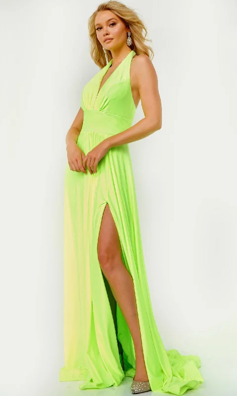 women's wrap dressesLime Green Halter Prom Dress from JVN by Jovani