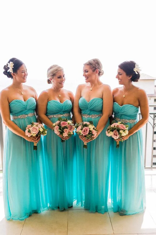 women's casual dressesSweetheart Turquoise Beaded Plus Size Chiffon Long Bridesmaid Dress OKG55