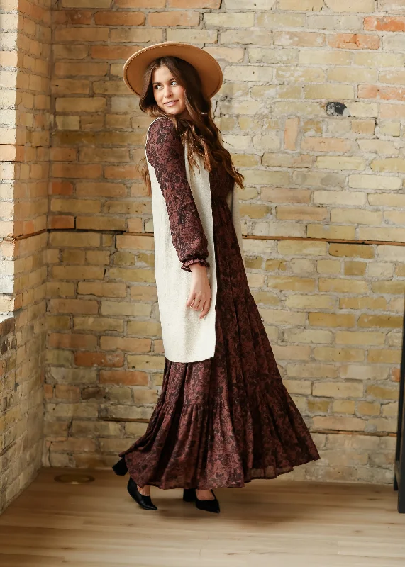 women's floral dressesAurora Vintage Floral Long Sleeve Maxi Dress