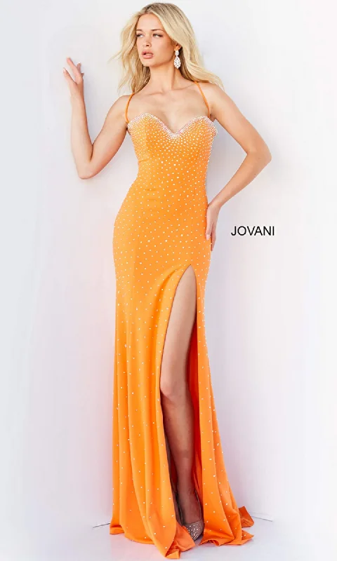 women's pear-shaped body dressesStrappy-Back Long Rhinestone Prom Dress JVN07383