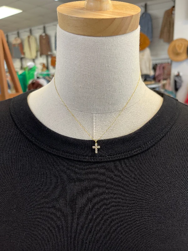 Tea-Length DressMini Stone Cross Necklace