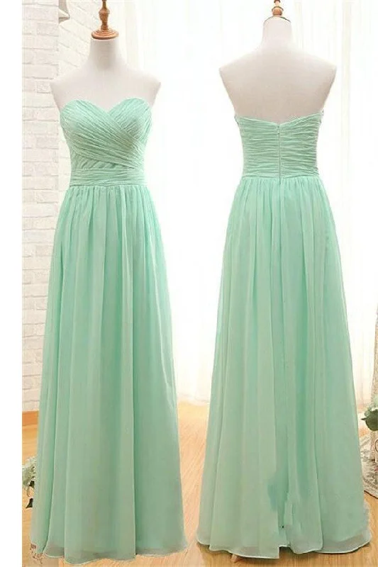 women's empire waist dressesSimple Sweetheart Long Chiffon Mint Green Bridesmaid Prom Dress K107