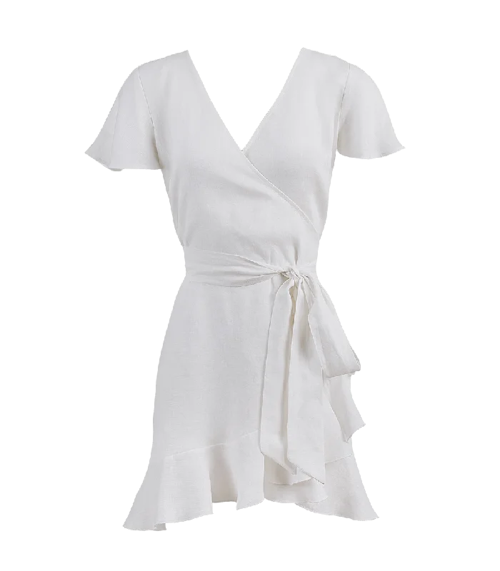 Cold-Shoulder DressAmalia Linen Mini Wrap Dress