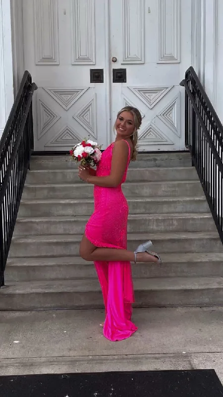 Ball Gown DressElegant Hot Pink Prom Dress,Backless Evening Dress,Formal Gown Y1717