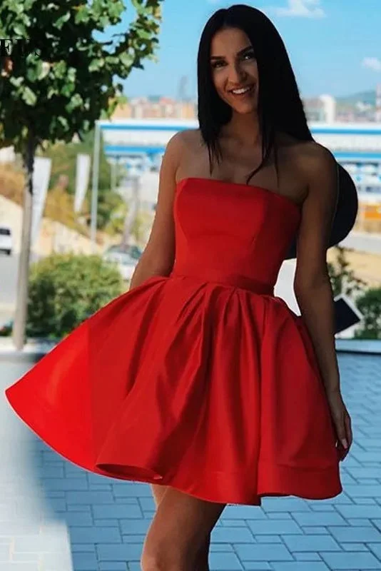 Pastel DressCharming Red Strapless A-Line Short Homecoming Dress