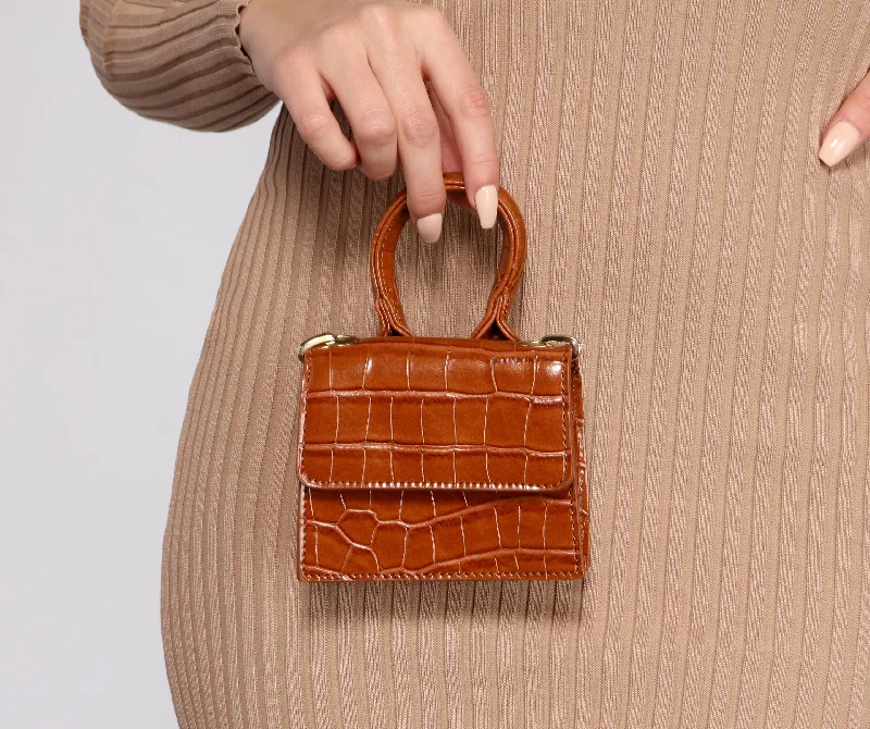 Cocktail DressFeeling So Extra Mini Faux Croc Purse