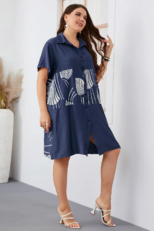 A-Line DressPlus Size Casual Mini Shirt Dress