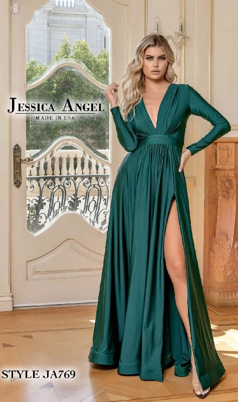 women's long-sleeved dressesLong Sleeve Long Formal Dress: Jessica Angel 769