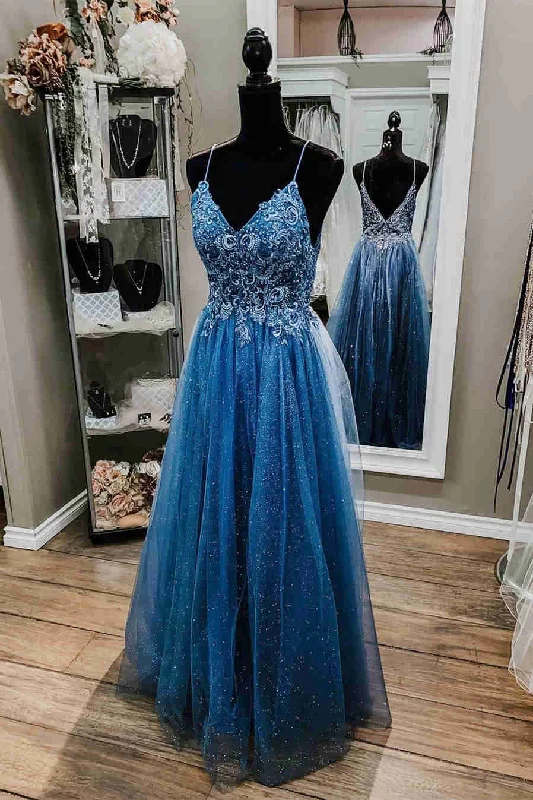 women's mini dressesGlitter Straps Beaded Blue Formal Prom Dress Chic Evening Dress Y1811