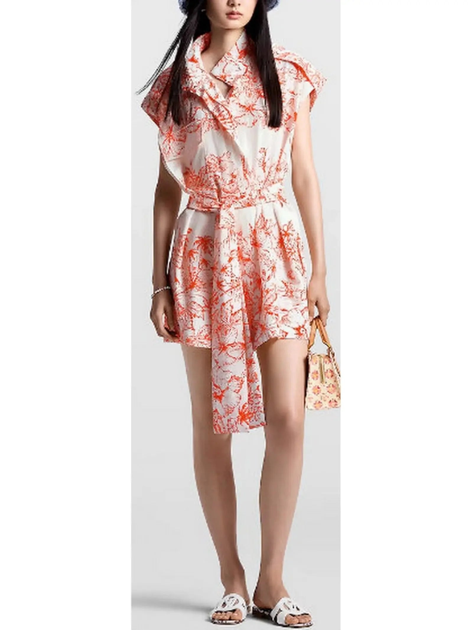 Designer DressTropical Floral Printed Mini Shirt Dress