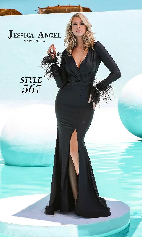 women's empire-line dressesLong Sleeve Black Formal Dress: Jessica Amgel 567