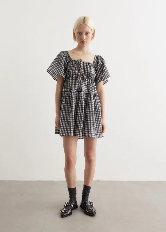 women's plus-size dressesSeersucker Check Mini Layer Dress