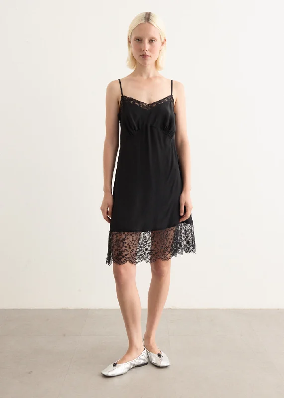 women's petite dressesMini Slip Dress With Deep Lace Trim