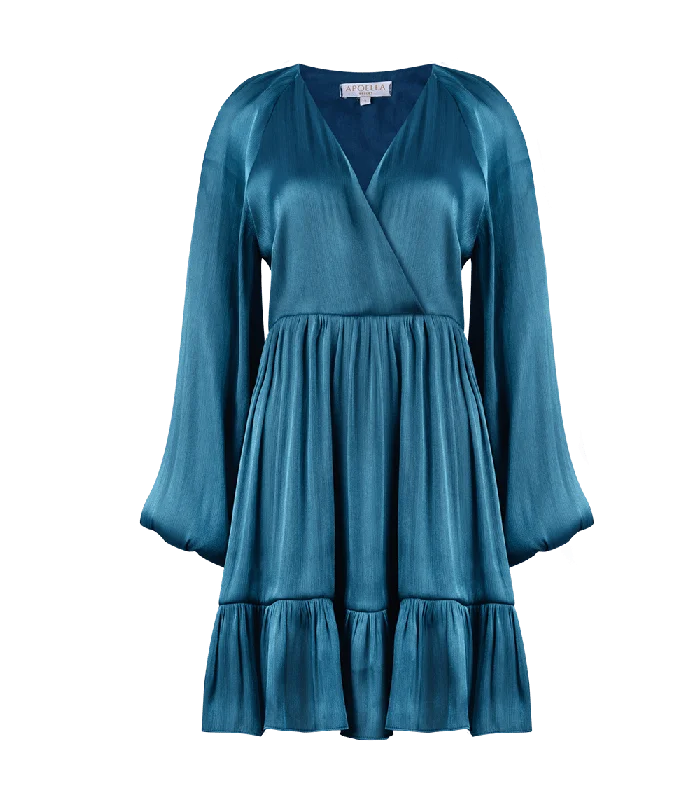 Organza DressChristina Long Sleeve Mini Tiered Dress