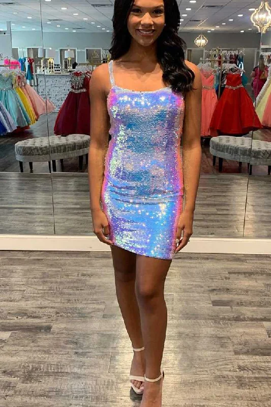 women's denim dressesSparkle Ombre Sequins Tight Homecoming Dress