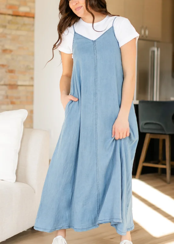 Minimalist DressSleeveless Chambray Maxi Dress