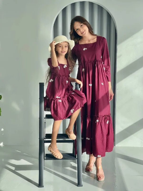 women's statement dressesMini Nova Maroon Embroidered Dress