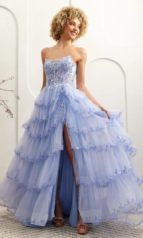 Laced-Up DressRuffled Strapless Prom Dress: Amelia Couture 4033