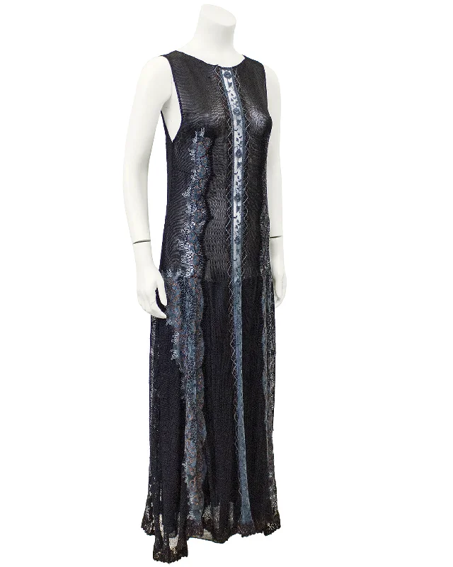 Plus-Size DressBlack Knit and Embroidered Maxi Dress and Shawl