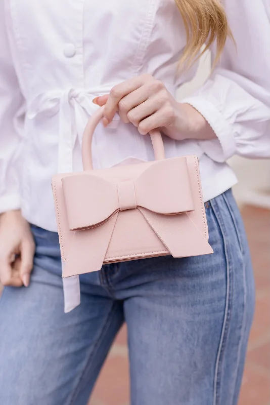 Cut-Out DressCeleste Vegan Leather Bowtie Mini Purse Pink