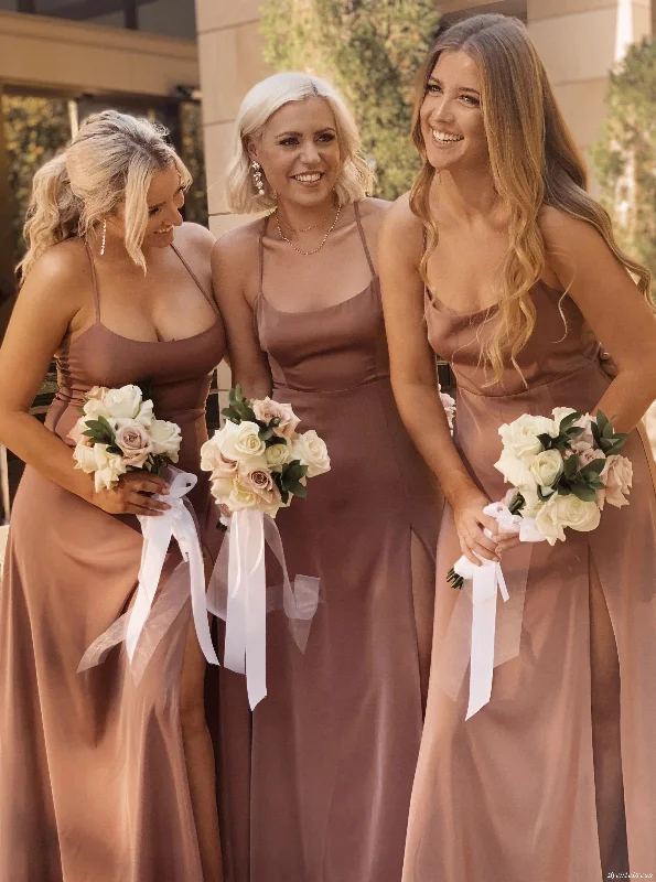 women's velvet dressesRoycebridal Simple Cheap Long Dusty Pink Bridesmaid Dresses Spaghetti Straps Cross Back