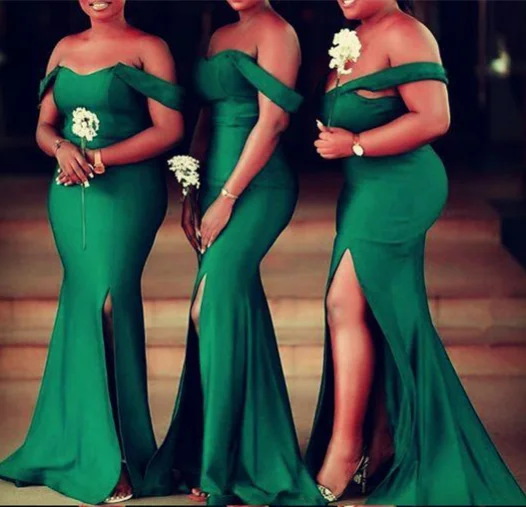 women's neon dressesRoycebridal Emerald Green Bridesmaid Dresses Off the Shoulder Wedding Guest Dress