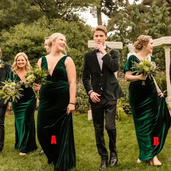 Wrap DressRoycebridal Mismatched Emerald Green Velvet Bridesmaid Dresses Cheap Wedding Guest Dress Fall