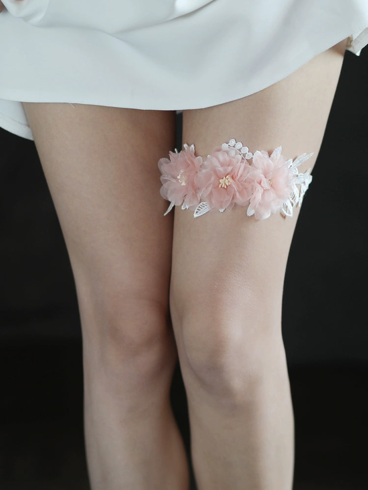 Asymmetric DressRoycebrial Wedding Garter Pink Flower Lace Garter