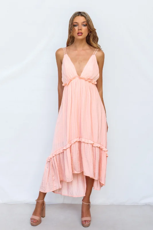 women's glam dressesWyoma Midi Dress - Peach