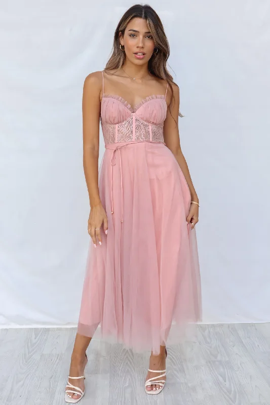 Glamour DressEllen Tulle Midi Dress - Blush Pink