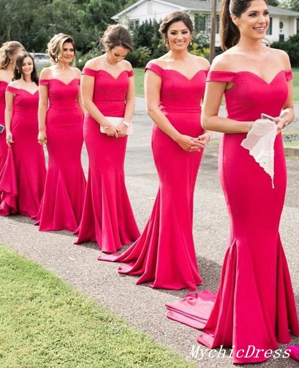 women's flowy dressesRoycebridal UK Red Bridesmaid Dresses 2024 Long Mermaid Boho Wedding Guest Dresses