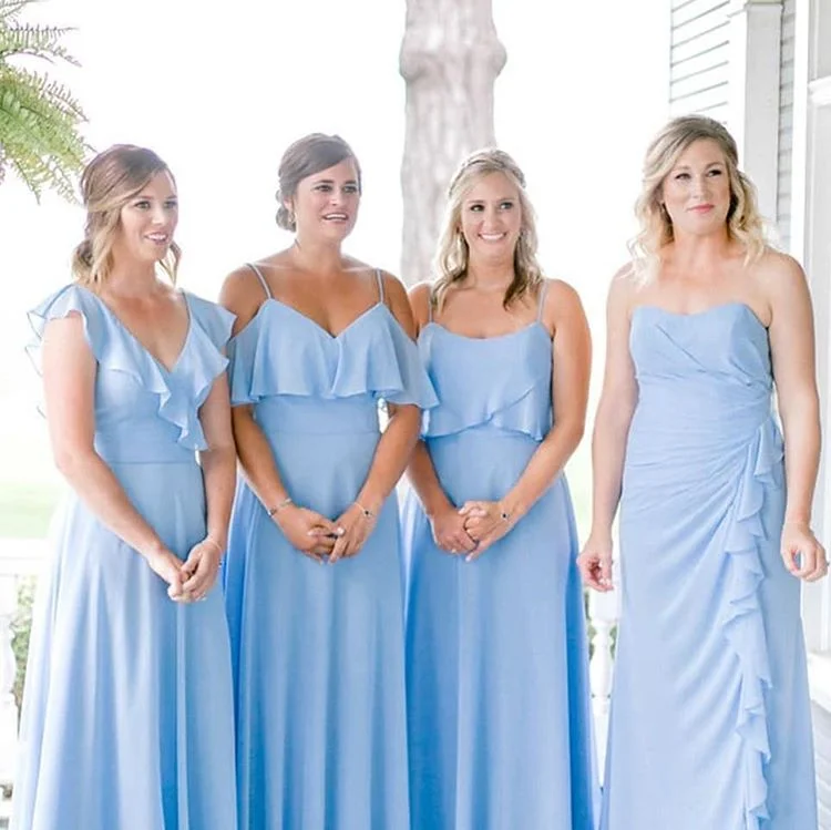 women's sleeveless dressesSexy Spaghetti-Straps Sky Blue Convertible Bridesmaid Dresses