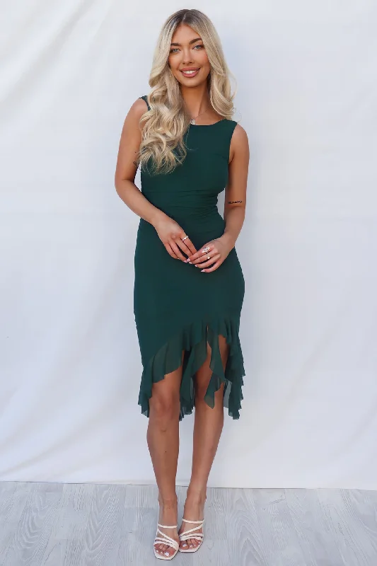 women's lace-up dressesTabitha Midi Dress - Forest Green