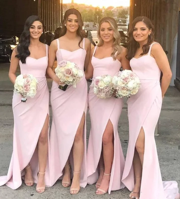 Tulle DressRoycebridal Sexy Spaghetti Straps Pink Bridesmaid Dresses