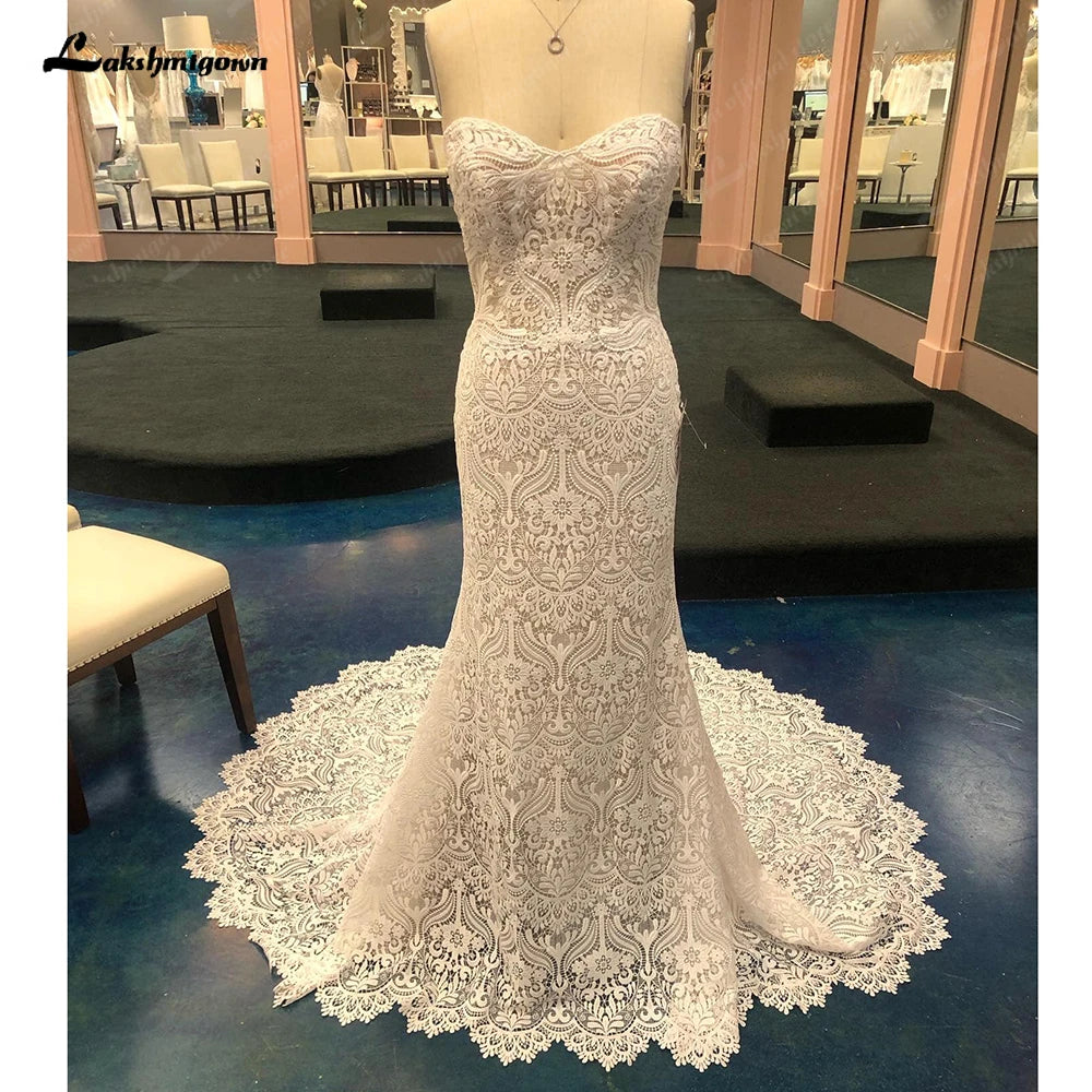 Long-Sleeve DressRoycebridal Vintage Lace Mermaid/Trumpet Boho Wedding Dress Sweetheart Bridal Women Dresses vestido de boda corte sirena