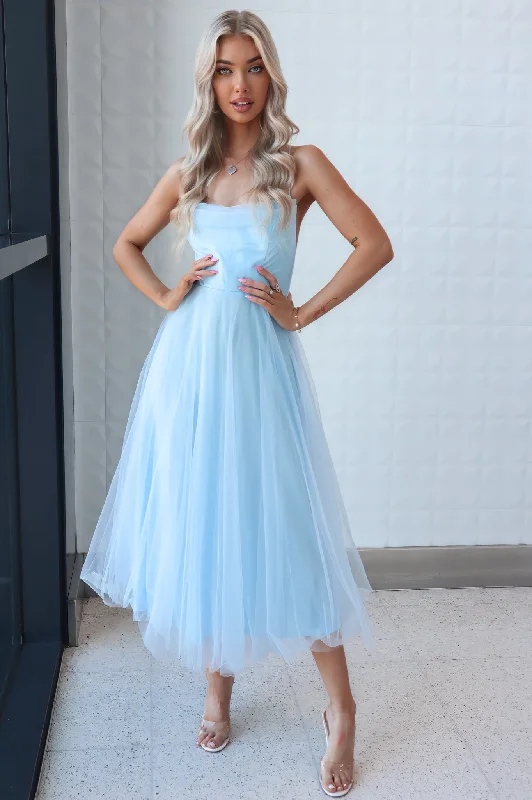 Bridesmaid DressLatisha Tulle Midi Dress - Baby Blue