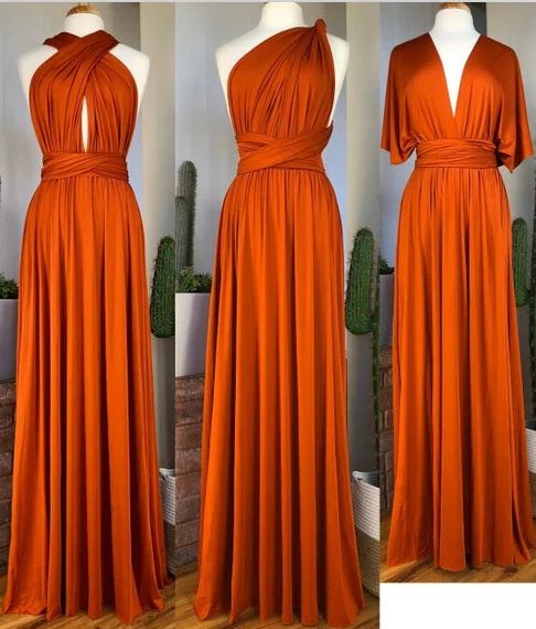 Vintage DressSheath Sleeveless Orange Infinity Bridesmaid Dresses Multiway Dress