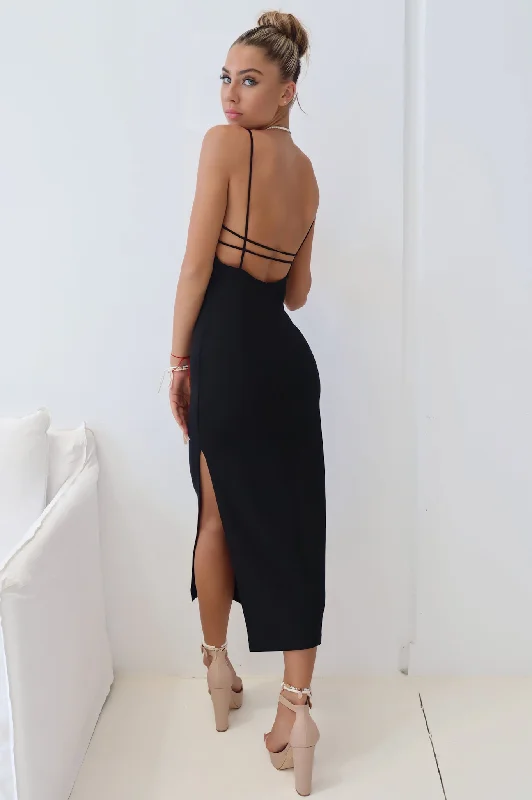 Cold-Shoulder DressLena Midi Dress - Black