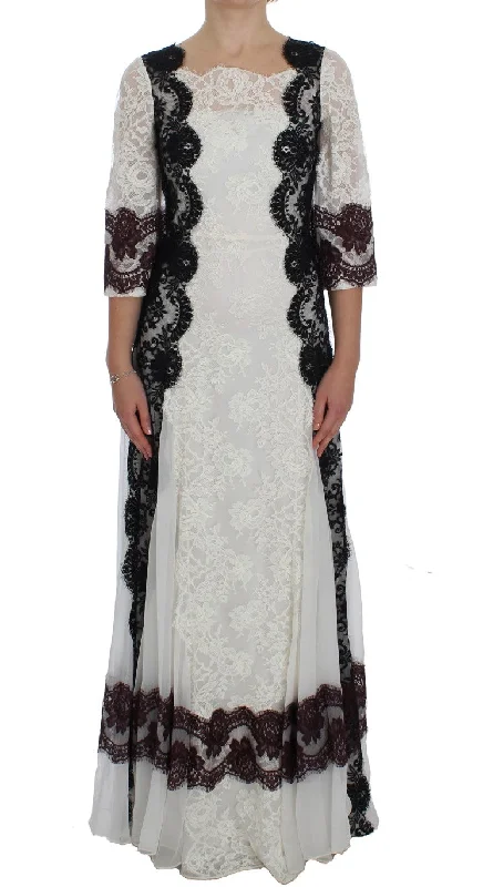 women's bodycon dressesDolce & Gabbana Floral Lace Silk Blend Maxi Dress