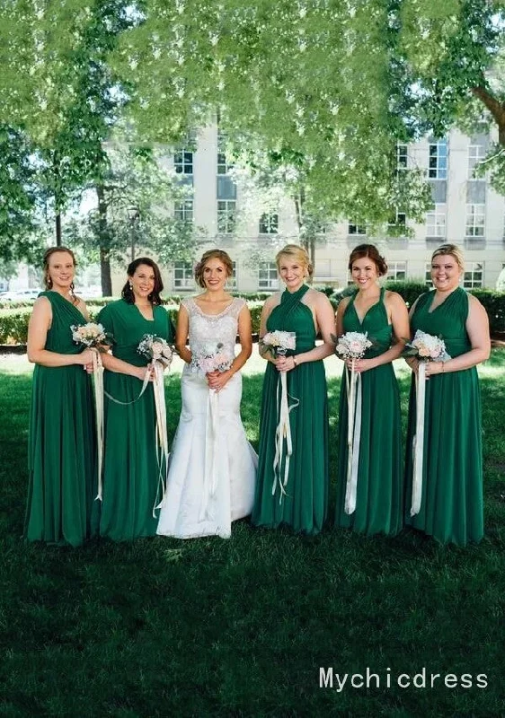 women's bodycon dressesCheap Infinity Chiffon Emerald Green Junior Bridesmaid Dresses Multiway