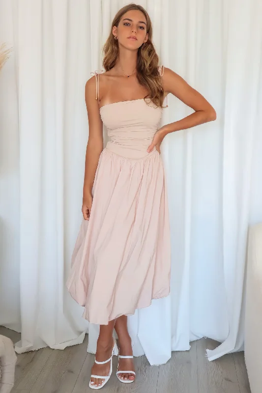 women's unique dressesKatya Midi Dress - Nude