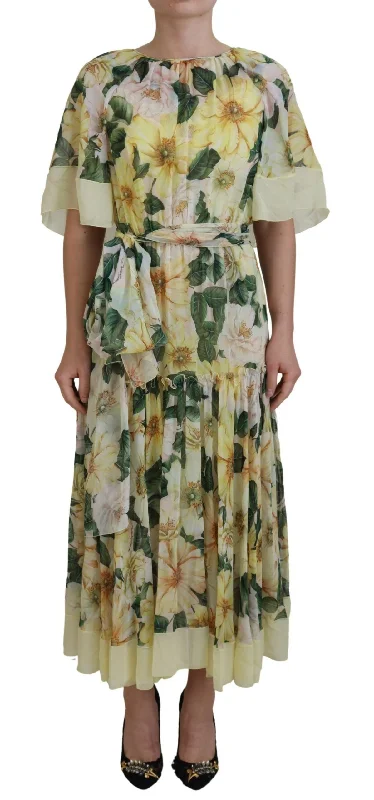 women's floral dressesDolce & Gabbana Elegant Silk Floral Maxi Dress