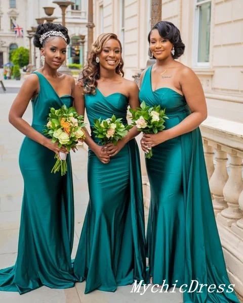 Organza DressRoycebridal Cheap One Shoulder Green Bridesmaid Dresses Long Wedding Guest Dress