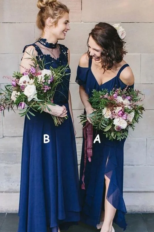 women's stylish dressesRoycebridal High-Neck Royal-Blue Bridesmaid Dresses V-neck Spaghetti-Straps