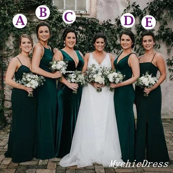 women's ruffle dressesRoycebridal Mismatched Emerald Green Bridesmaid Dresses Mermaid Long Wedding Guest Dress