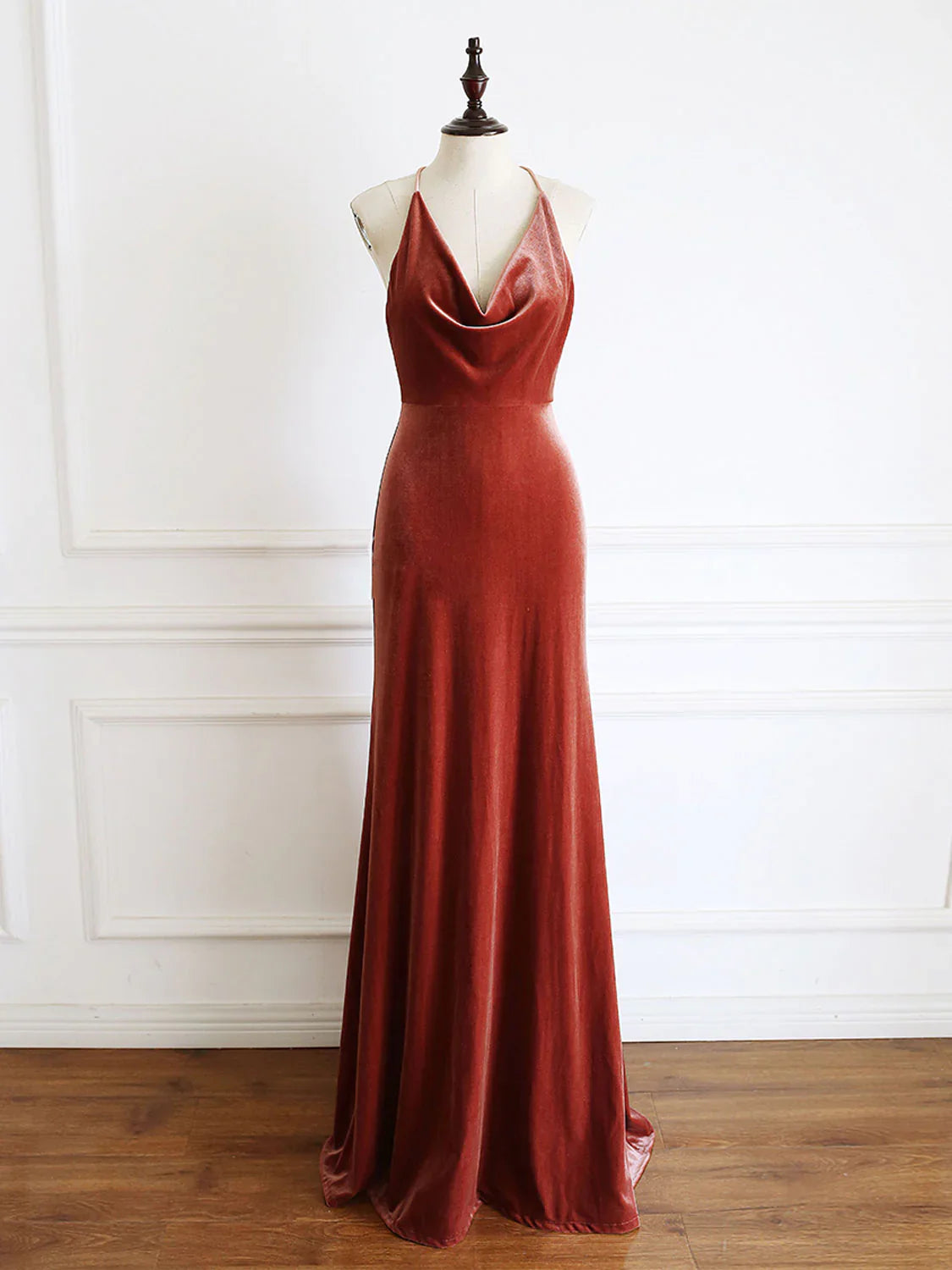 women's velvet dressesSimple V Neck Velvet Formal Dresses Mermaid Long Wedding Guest Dress